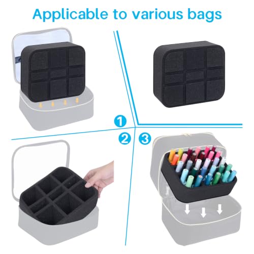 Image of Nail Polish Organizer Holder Foam Pad DIY with 9 Slots for Storage Nail Polish or Essential Oil Tray for Drawers Black