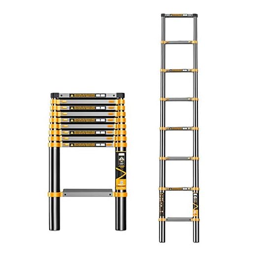 2,3M/7,5ft lätt teleskopisk förlängningsstege av aluminium för loftgårdsgaragevindstak och andra mindre reparationer - Max belastning 150 kg/330lb (Storlek: 2,3M/7,5ft) (2,3M/7,5ft)