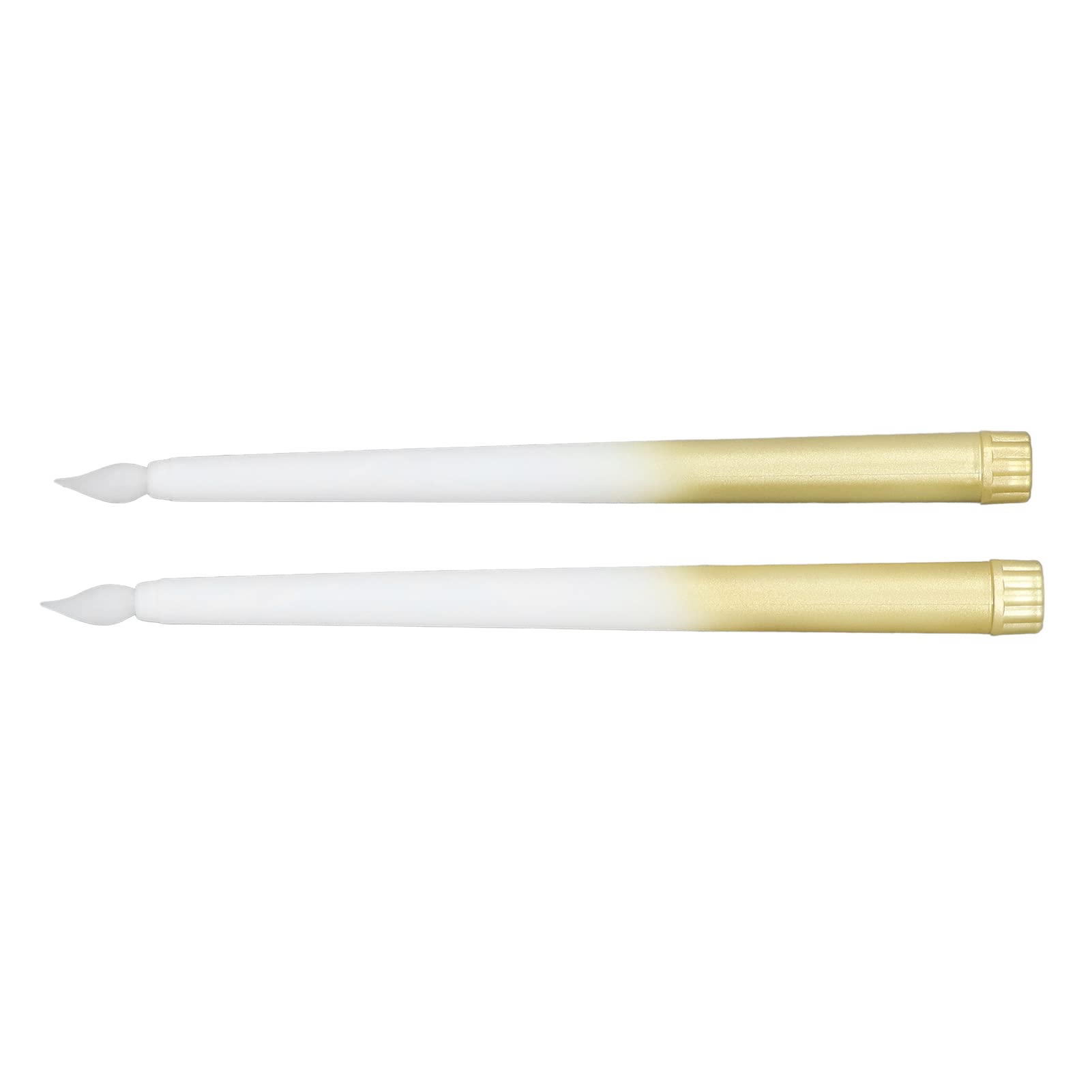 LUCKDANO Flameless LED Taper Candles, Battery Powered, for Wedding Party, Safe and Romantic, 2 Pieces (Half spray gold)