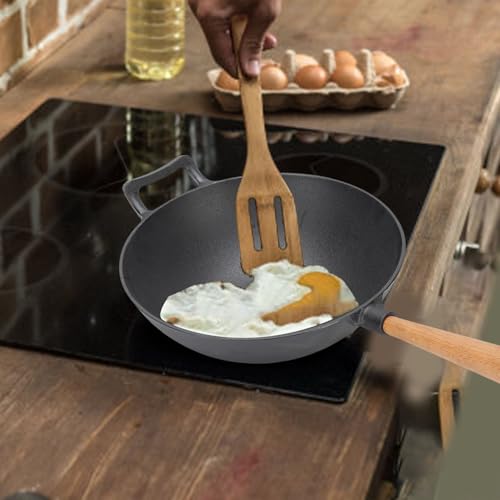 Luocute Gusseisen -Wok -Pfanne, 14,2 Zoll Große Rührpfanne mit Holzgriff für Gasinduktion Elektrischer Herd Im Freien Im Freien 3 Luocute Gusseisen -Wok -Pfanne, 14,2 Zoll Große Rührpfanne mit Holzgriff für Gasinduktion Elektrischer Herd Im Freien Im Freien