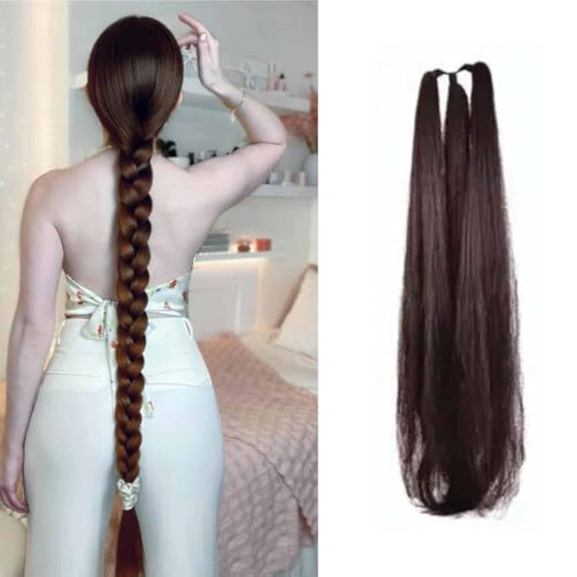 Brown Instant Ready Paranda Choti Hair Extension, 26 Inch