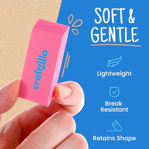 image for Craftzilla Pink Erasers Bulk 100 Pack - Large Latex- Free Bulk Erasers