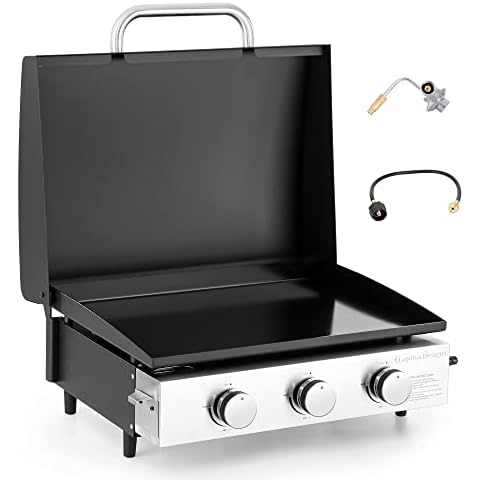 Captiva Designs Tabletop Griddle with Ceramic Coated Cast Iron Plate Cover