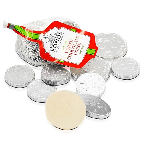 AMvic Silver Chocolate Coins Pack of 3 x 60g White Chocolate Coins – Christmas Chocolate Coins for Stocking Fillers, Secret Santa, Christmas Gifts – Silver Foil Individually Wrapped Chocolate Treats