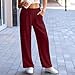 bawilom Womens Palazzo Pants Fashion Elastic High Waisted Wide Leg Trousers Summer Beach Vacation Clothes with Pockets Red