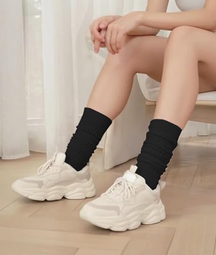 Womens Slouch Scrunch Socks Retro Knee High Soft Stack Chunky Cozy Boot Socks For Women Size 6-114