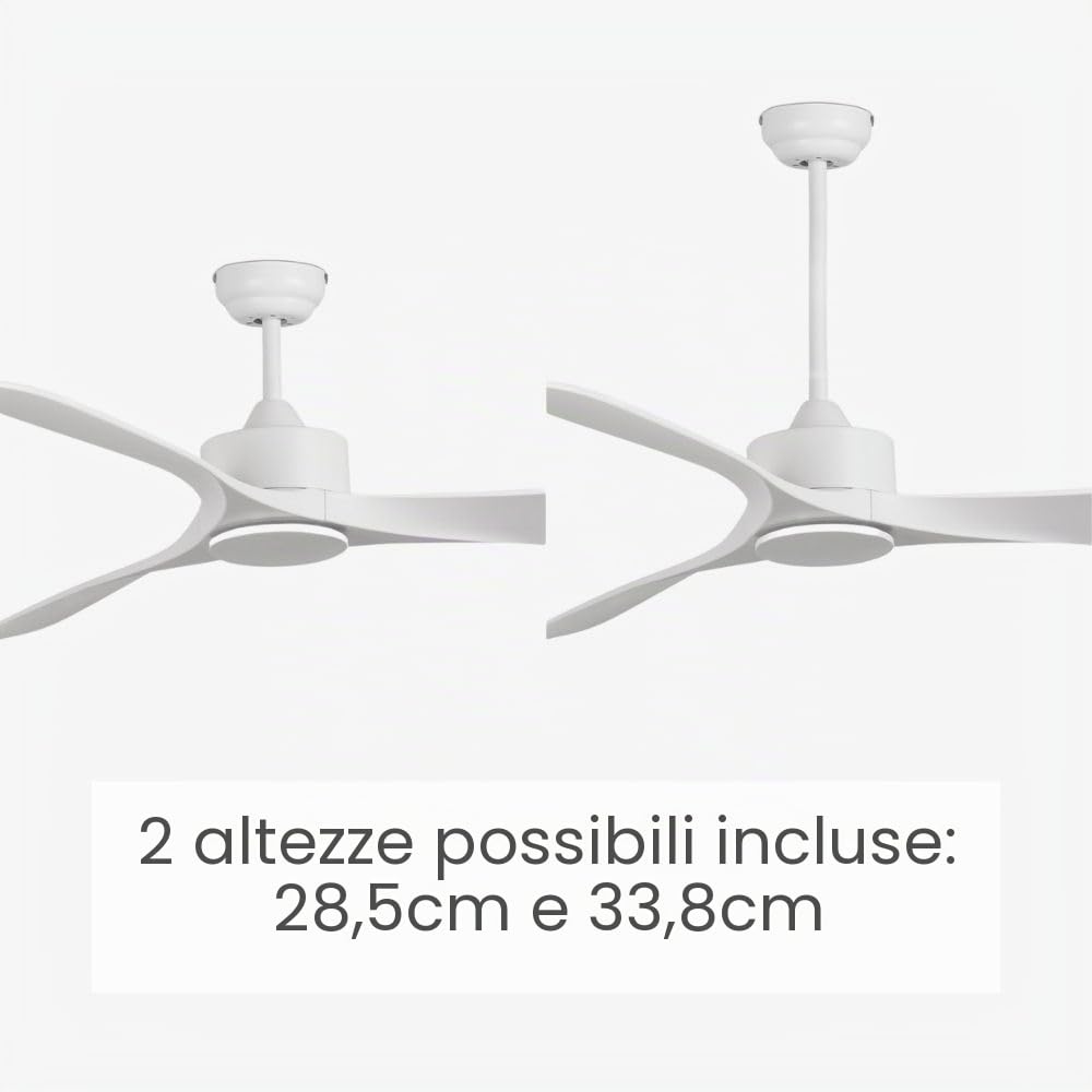 FARO BARCELONA Ventilatore da soffitto LUZON L acciaio, ABS bianco opaco H: 28,5 cm Ø132 cm