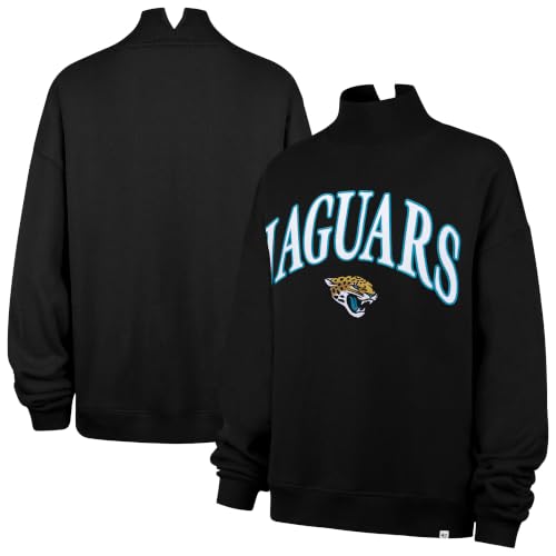 47 Women's Black Jacksonville Jaguars Oversized Vantage Mock Neck Sweatshirt