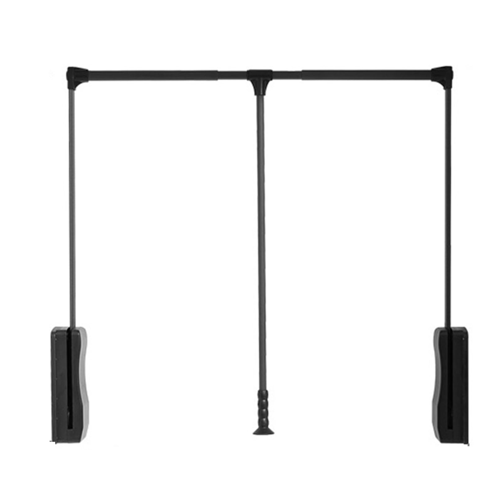 GTHTUHFD Pull Down Closet Rod, Wardrobe Rail Clothes Hanger Aluminum Rod,Extendable Cloth Hanger, Weight Capacity 15Kg For Wardrobe Closet Cloakroom Cupboard,Silver-510-660MmBlack-510