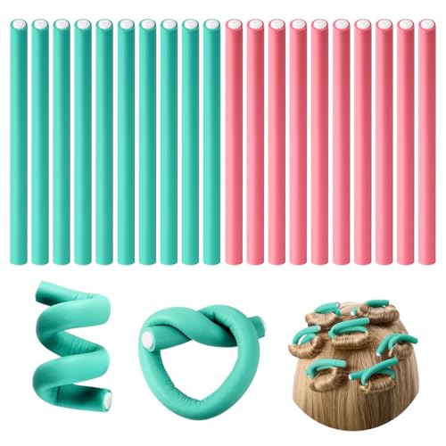 KIRZAX 20 Piezas Rulos para el Pelo,Rulos Flexibles para Rizar Pelo,Heatless Hair Curlers de Espuma Suave, Rizador Pelo para Dormir Durante la Noche,para Mujeres,para Cabello Largo,Corto y Ondulado