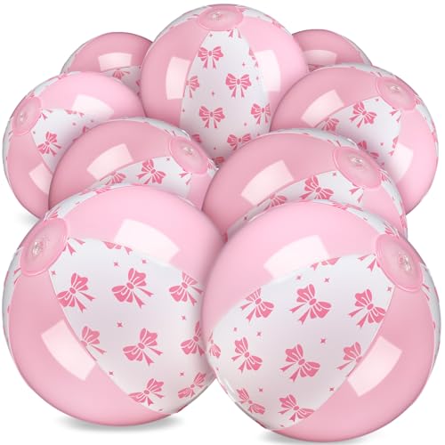 Boules de plage gonflables avec nœud rose en PVC résistant de 22,9 cm pour piscine