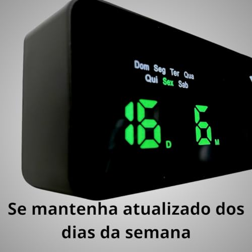Relógio Despertador Digital Led Com Visor De Temperatura Brilho Ajustável Perfeito para Casa Escritó