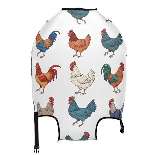 Chickens Rooster Hen Print Luggage Covers for Suitcase Protectors Protection Travel Essentials for Women Flower, L, Fits 26-28 Inch Case2