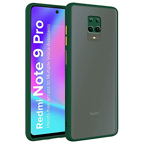 Image of Matte Finish Shockproof Hard Back and Side Soft Smoke Back Case Cover for Mi Redmi Note 9 Pro /Redmi Note 9 Pro Max /Poco M2 Pro - Green