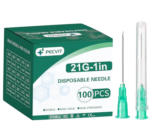 Image of 100Pack 21Ga 1 inch Luer Lock for Measuring Refilling Ink | Individually Packaged