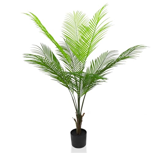 GOVIRAYE 120cm Artificial Palm Tree in Pot: Lifelike Tall Fake Plant for Indoor & Outdoor, Potted Faux Tropical Palm Perfect for Home Office Garden Balcony Decor