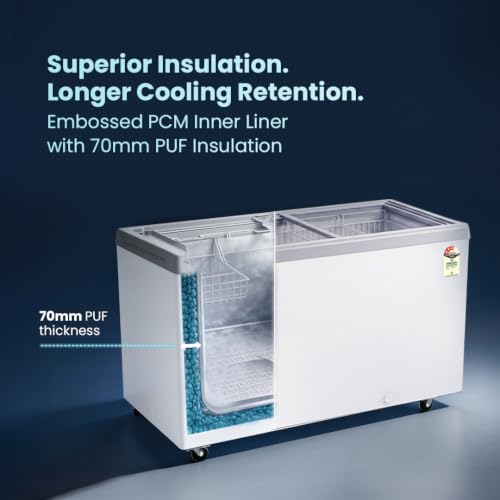Image of Haier HFC-325G3, Glass Top Freezer, Single Mould Door & Frame, Anti-Rodent Body & Wire, Integrated Lock, with metal Liner inside and 70mm Puff Thickness (White)