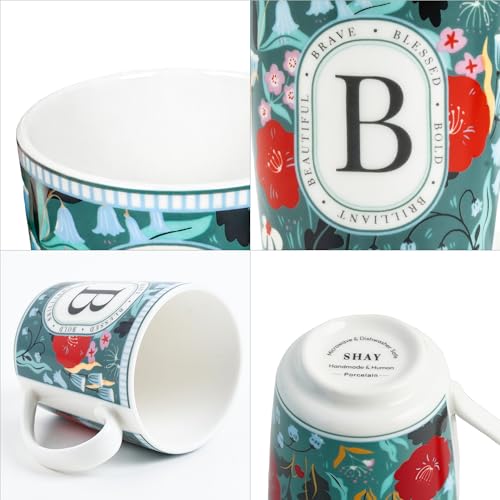 Image of Shay Alphabet Mug 300ml, Letter B Printed Coffee Mug for Girls, Boys, Friends | Ceramic Mug |Glossy Finish | Ceramic Coffee Cup | Porcelain | Microwave Safe (Alphabet Mug - B)