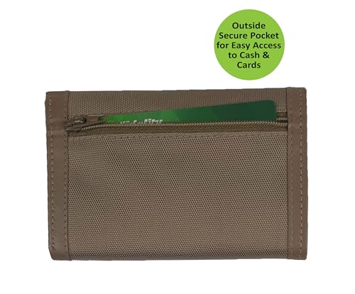 Image of Sprocket Men's Nylon Trifold Wallet with Leather Trim and ID Window (Coyote Brown)