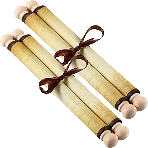 Makevivi 2 PCS Blank Scrolls Paper with Wood Rods, for Naughty or Nice List, Writing, Wedding Vows, Invitation, Love Letter, Cosplay Prop, Renaissance, 7.1 x 30.5 inches