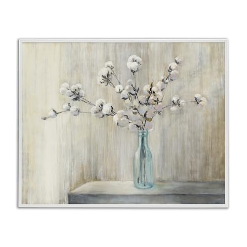 Stupell Industries Beautiful Cotton Flower Grey Brown Painting