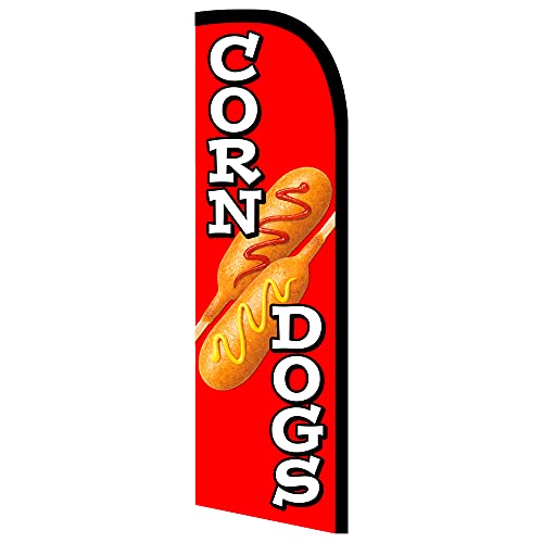 Vista Products Corn Dogs Premium Windless Polyknit Feather Flag (3 x 11.5 feet)