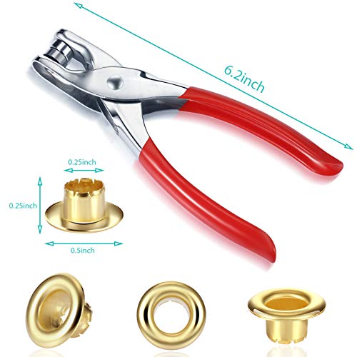 Grommet Tool Kit Grommet Eyelet Plier Set Leather Hole Punch Pliers Kit With 300 Metal Eyelets Shoes Bags Craft Supplies (Silver,1/4 Inch) #TOP2
