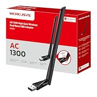 Mercusys AC1300 High Gain Wireless USB Adapter, Dual Band, Plug and Play, MU-MIMO, WPA3 Security, Adjustable Multi-Directional Antenna, Compatible with Windows 10/11 (MA30H)