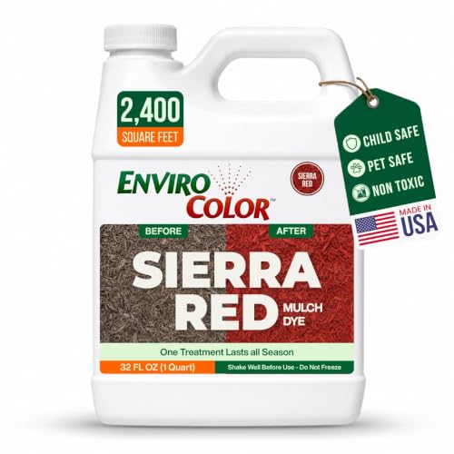 EnviroColor Red Mulch Dye | 32 oz Treats 2400 Ft², Mulch Dye Red