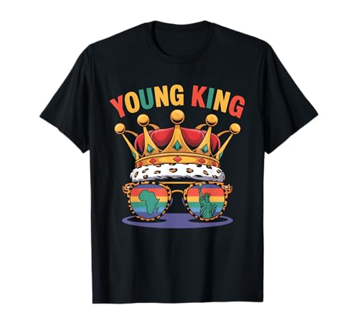 Young King Afroamericanos Niños Niños 1865 Junenth Camiseta