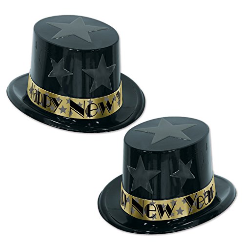 Chapeaux stars du Nouvel An Beistle noir et or haut de gamme pour réception chic
