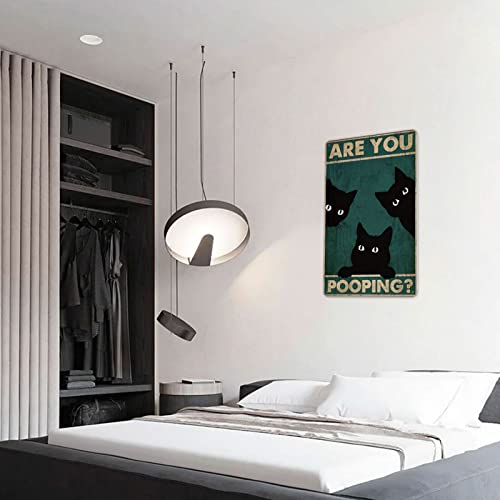 Funny Metal Tin Sign Are You Pooping Vintage Black Cat Wall Art Decoration Living Room Bathroom Kitchen Poster Decor 8 * 12 Inches #TOP3