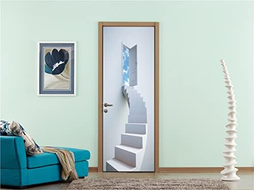 FLFK 3D Beautiful View Through Arch Door Stickers Peel and Stick Door Wraps Wall Murals Photo Self-Adhesive Wallpaper Decals for Bedroom Living Room Decoration 30.3"x78.7"