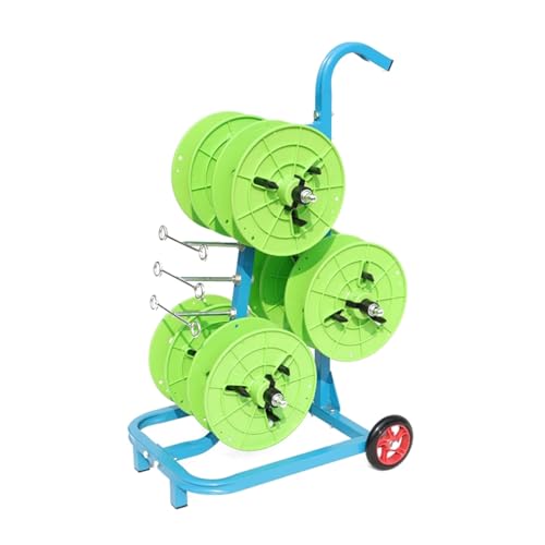 Carrito portacables con ruedas para 6 carretes y organizador móvil desmontable verde 2