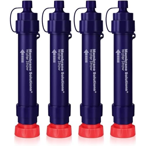 WS02 Water Filter Straw, Detachable 4-Stage 0.1-Micron Portable Water Filter Camping, 5,000L Water Purifier Survival Gear and Equipment for Hiking Camping Travel and Emergency - 4 Pack