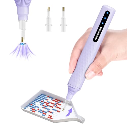 Image of Electric Diamond Painting Pen, Diamond Art Vacuum Pen Cordless | Rechargeable | Lightweight & Quiet | Metal Tips | Diamond Art Accessories for Adults | Tools Gifts for Gem Dimond Art Fans- Purple
