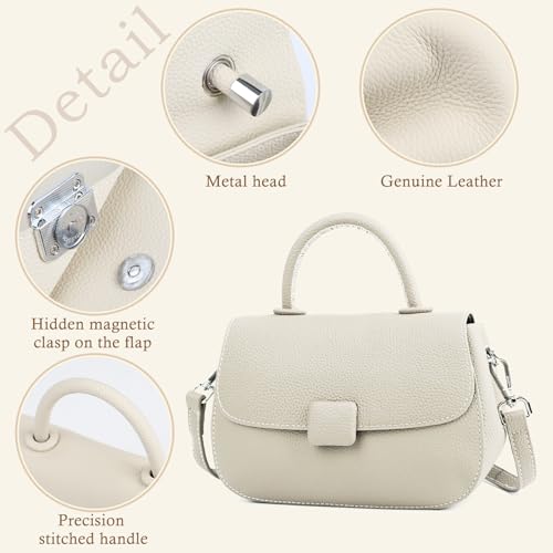 Image of MFFOR Genuine Leather Purse, Small Crossbody Bags for Women, Handbag | 8.3*2.4*5.9inch, Top handle, Shoulder purse, Multi-pocket, Adjustable strap