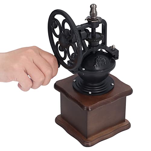 Molinillo de Café Manual Retro con Rueda de Manivela, Cajón y Finura Ajustable, Decoración para Café