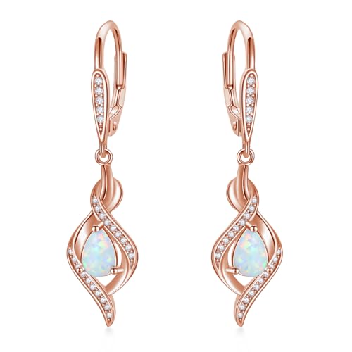 Cadeau Saint-Valentin : boucles d'oreilles opale argent 925, bijoux femme et fille