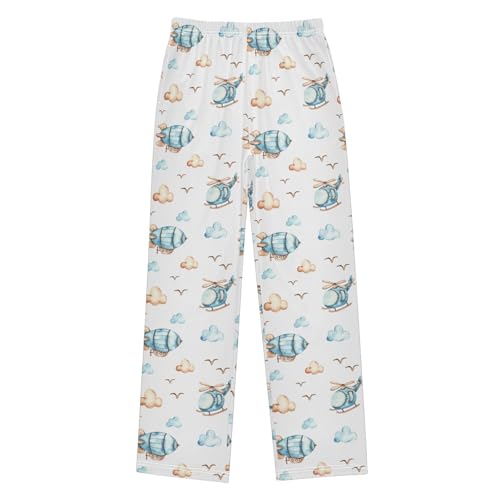 ZZXXB Airship Helicopter Boys Long Pants Soft Trousers Elastic Waist Kids Lounge Bottoms with Pockets S-XL