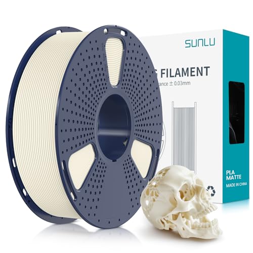 SUNLU Filamento PLA Matte 1.75mm, Filamento para Impresora 3D con Superficie Mate, Neatly Wound Filamento, Fácil de Usar, Bobina de 1kg de Filamento PLA para Impresoras FDM 3D, Mate Blanco hueso