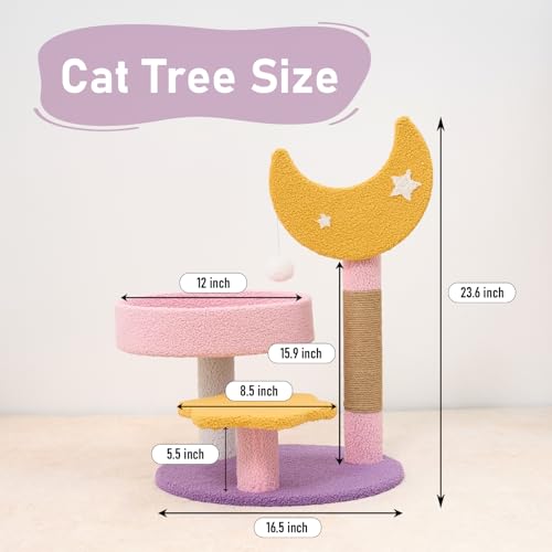 Árbol rascador para gato con cama y diseño Luna Estrella miniatura 3