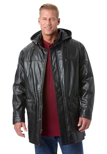 Image of KingSize Men's Big & Tall Hooded Leather Parka