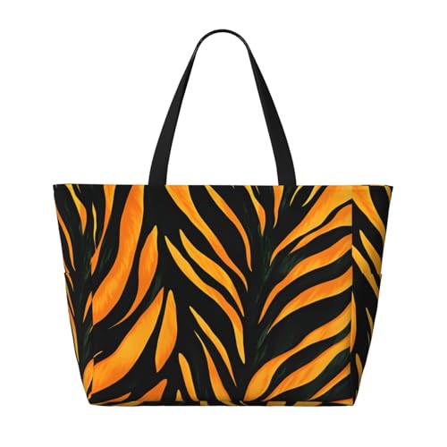 Tiger Texture Pattern Beach Bag for Women Waterproof Large Beach Tote Bags Ladies Swim Pool Bag with Zipper2