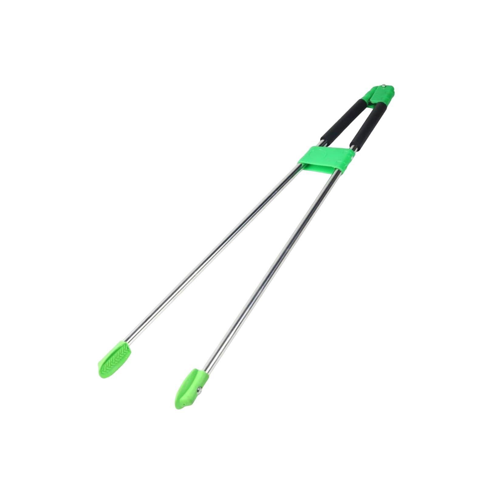 Pinza para Basura Recogedor Herramienta de Alcance Recogedor de Residuos con Barra Extra Larga Y Mango Cómodo Fabricada en Acero Inoxidable Adecuada P, Verde