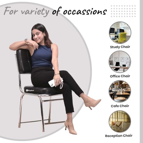 Image of GOYALSON Stainless Steel Office Home Study Visitor Chair Without Arms (Black) (2 Pc)