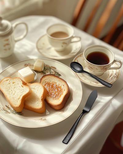 45-Piece-Silverware-Set-with-Serving-Utensils-Ollex-Durable-Stainless-Steel-Black-Hammered-Flatware-Set-for-8-with-Knives-Forks-Spoons-Large-Serving-utensil-Set-for-Home-Restaurant-Dishwasher-Safe