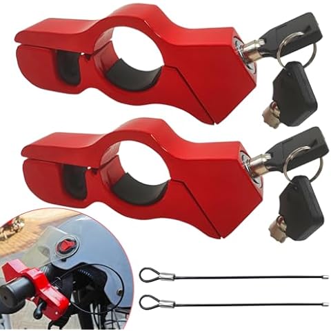 GROWORD 2PC Motorcycle Lock, Helmet Lock & Brake Lock Combo, Anti Theft Motorcycle Handlebar Lock for Motorcycle Moped Motorbike Scooters ATV Dirt Bike Street Bike Electric Motorcycle Cover