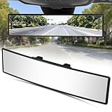 WSSROGY Car Rearview Mirror HD Glass 12 Inch Anti Glare Clip On Panoramic Wide Angle Car Interior Rear View Mirror Universal for Cars SUVs Trucks (White)
