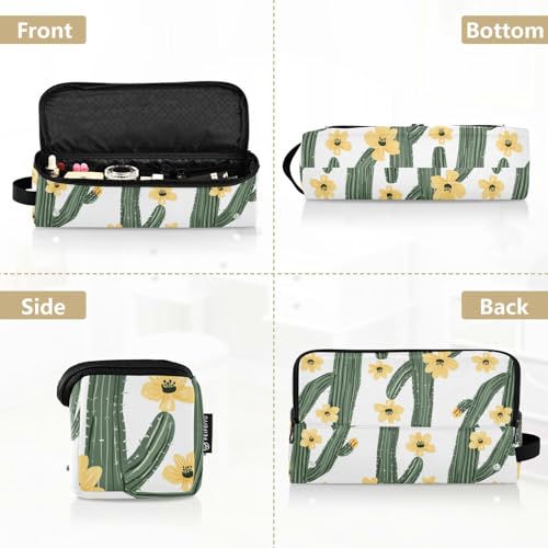 Organizador 2 en 1 para herramientas de cabello con cactus verde y flores amarillas, incluye base resistente al calor, bolsa portátil para planchas, rizadores y secadores de viaje para mujeres miniatura 5